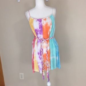 The Impeccable Pig Pastel Tye Dye Rope Belted Mini Dress Size Small